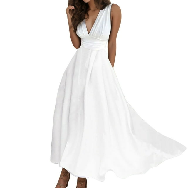 B91xZ Bodycon Robes pour les Femmes Sans Manches Côté Fente Fusée Mini Robes, Blanc XL