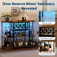 thumbnail image 4 of Rustic 3-Tier Wine Rack Bar Cabinet with LED Lights & Power Outlets – Freestanding Liquor and Coffee Bar Table with Adjustable Storage and Glass Holder – For Kitchen 15.8 x 47.3 x 36 Inches, 4 of 7