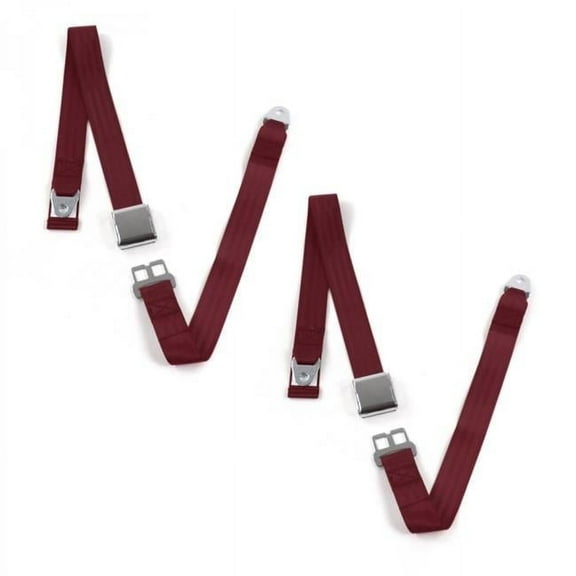 SafeTBoy Chevy S10 Blazer 1982-1994 Airplane 2 Point Burgundy Lap Bucket Seat Belt Kit - 2 Belts
