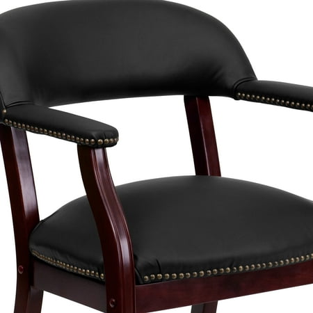 Flash Furniture Diamond Black LeatherSoft Conference Chair with Accent Nail Trim and Casters