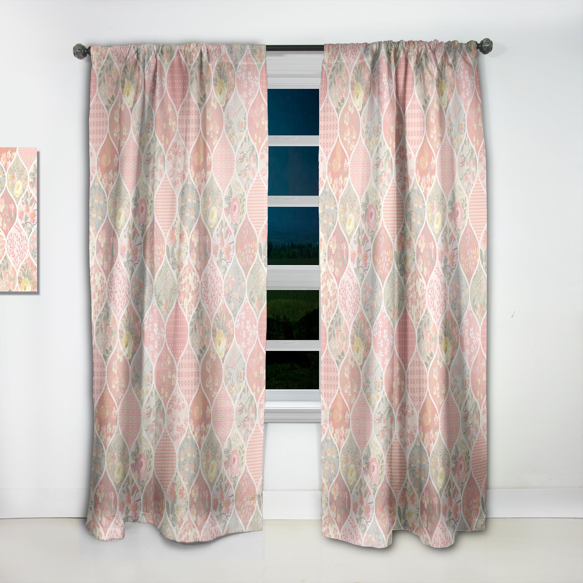 Designart 'Blossom Pink XXIV' Modern Curtain Panel
