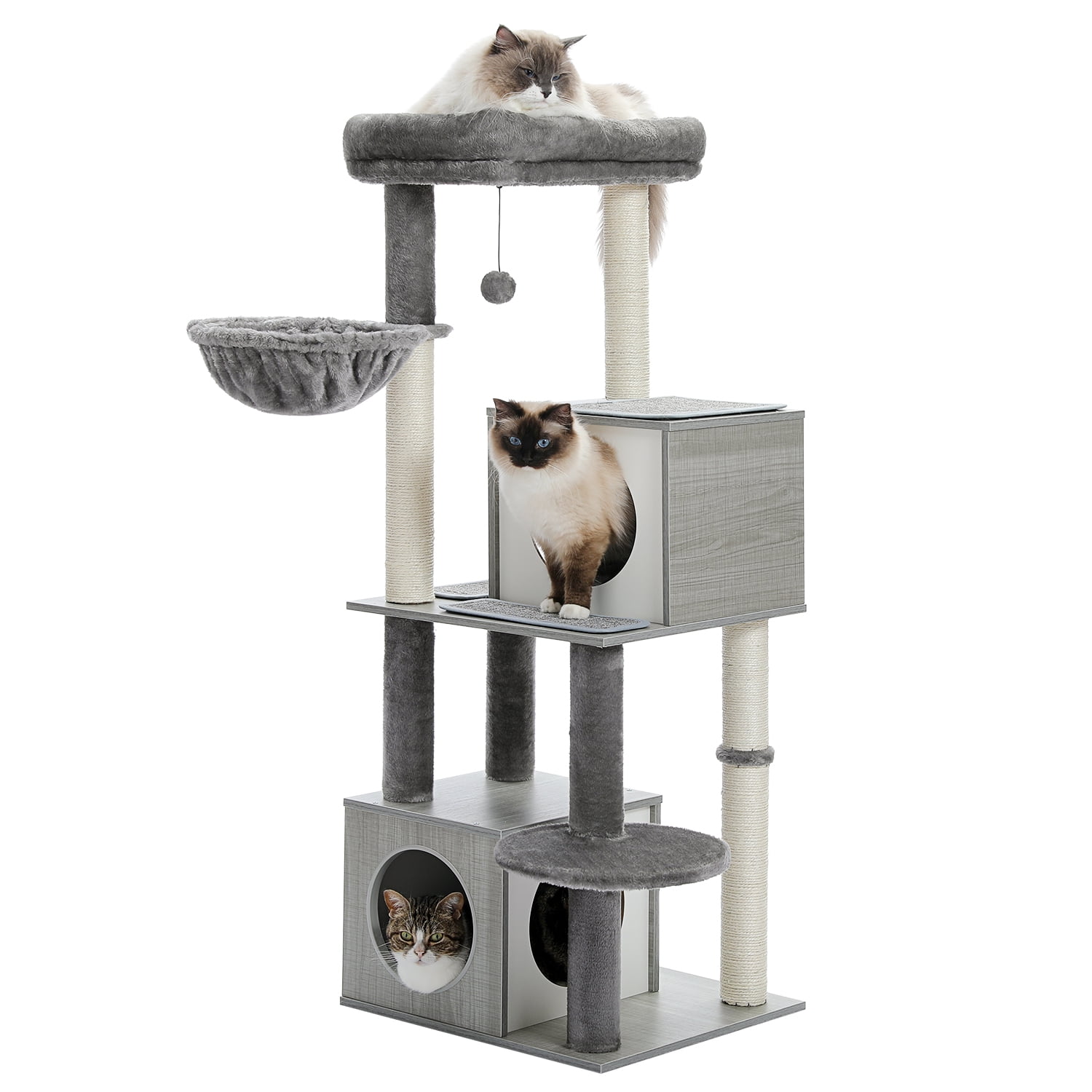 Pefilos Cat Tree for Indoor Cats, 51" Cat Condo for Adult Cats with Scratching Posts, Cat Tree House, Gray Pefilos Cat Tree for Indoor Cats, 51" Cat Condo for Adult Cats with Scratching Posts, Cat Tree House, Gray