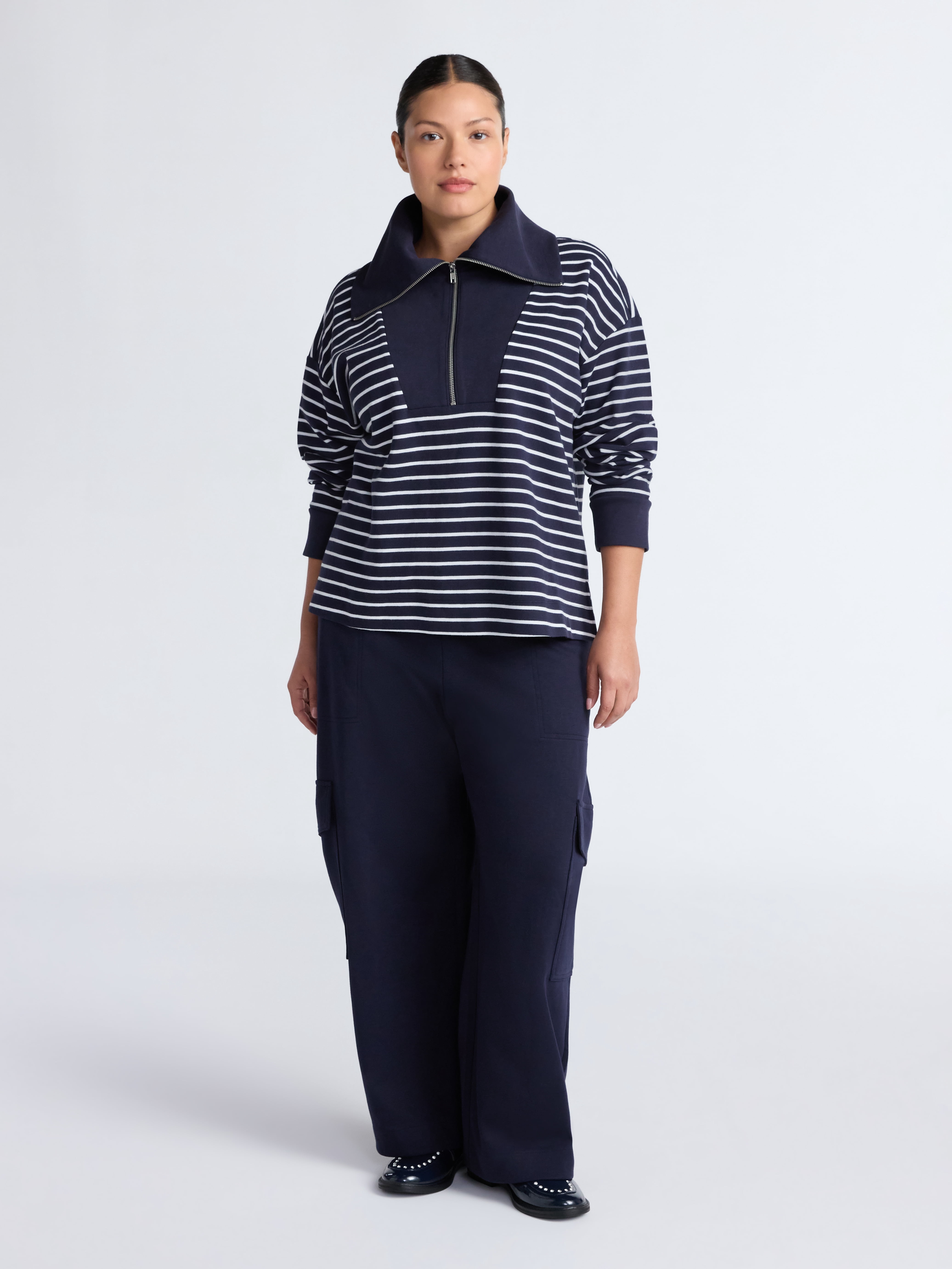 Free Assembly Women's and Women's Plus Half Zip Pullover Sweatshirt, Sizes XS-4X
