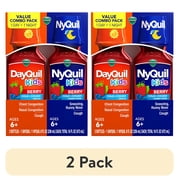 (2 pack) VICKS DayQuil and NyQuil Kids Cold & Cough Liquid, Cold Medicine for Children, Berry, 2x8 fl oz