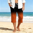 thumbnail image 3 of Mens Swim Trunks Men's Gradient Print Casual Drawstring Cropped Capri Pants Resort Swim Trunks Beach Shorts with Elastic Waist Quick-Dry Summer Pants for Vacation Travel Orange 3XL, 3 of 9