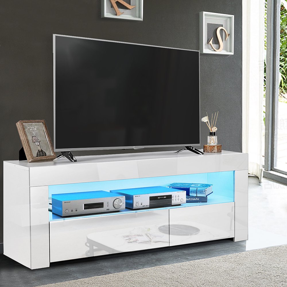 Modern LED TV Stand Storage Shelves Media Console, for TVs up