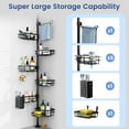 thumbnail image 6 of Corner Shower Caddy Tension Pole - Adjustable 30 to 120 Inch Shower Organizer with 6 Shelves, Towel Rack, Toothbrush Holder, Soap Dish, Bathroom Corner Storage for Shower, Bathtub, 6 of 9