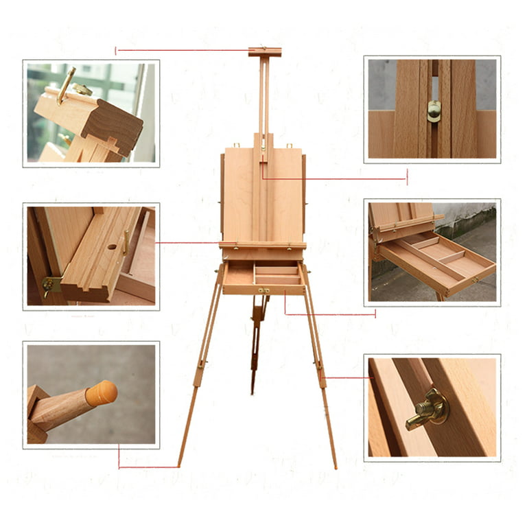 SalonMore 2 Drawer Adjustable Wood Table Sketchbox Easel, Portable