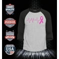 thumbnail image 2 of Shop4Ever Men's Men's Heartbeat Pink Ribbon Breast Cancer Awareness Raglan Baseball Shirt X-Large Heather Grey/Black, 2 of 4