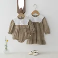 thumbnail image 2 of Body coreano de primavera para niñas pequeñas, ropa bonita a cuadros con solapa grande, ropa de una pieza para hermanas, vestido de princesa para niñas, 2 of 6