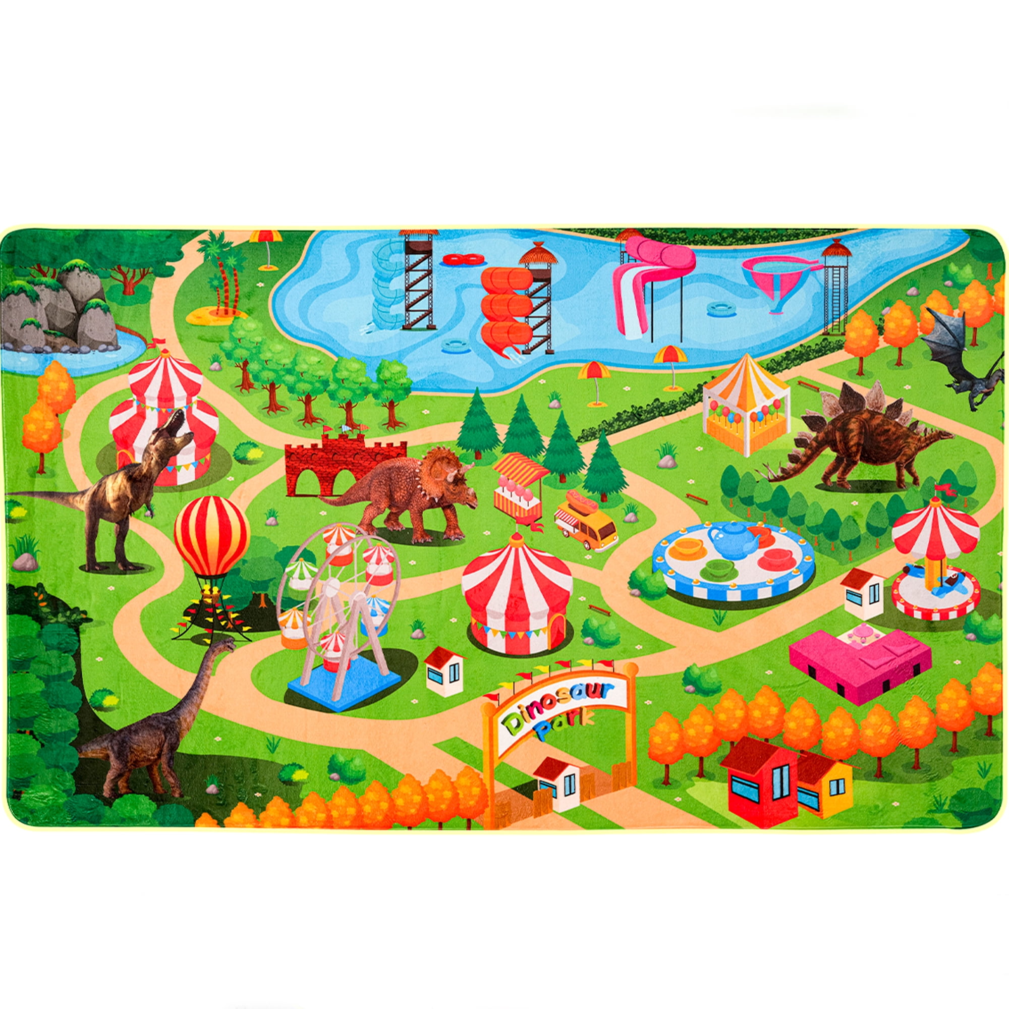 Nefoso Kids Play Rug, Kids Play Mat Dinosaur Land 3ft x 5ft Area Rug for Indoor, Age Group 3+