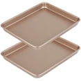 thumbnail image 1 of 11 Inch Baking Sheets Pan Nonstick Set of 2, Cookie Sheet Replacement Toaster Oven Tray，Deep Size 1 inch Bakeware, Non Toxic & Heavy Duty & Easy Clean (Champagne Gold), 1 of 8