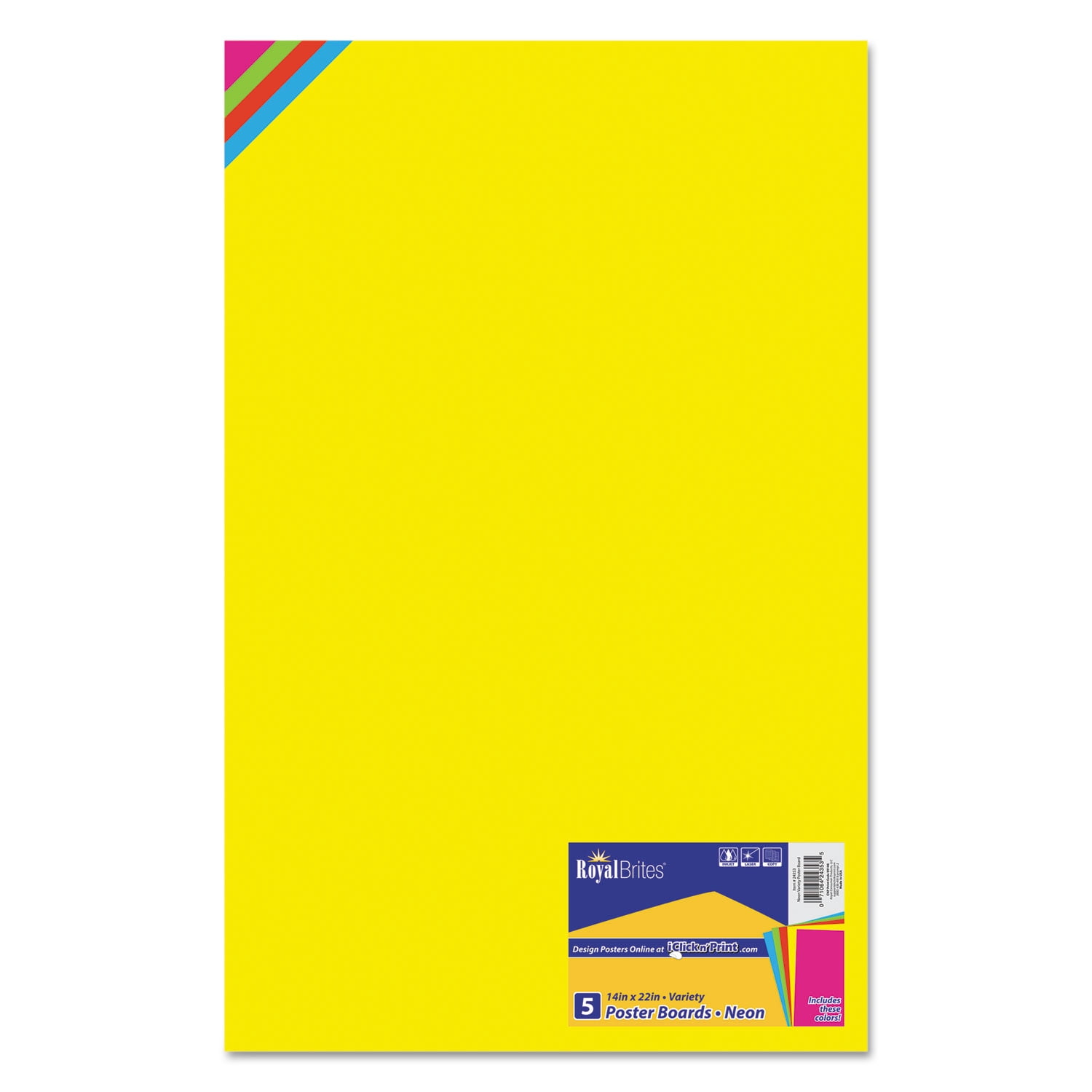 Premium Coated Poster Board, 14 x 22, Assorted, 5/Pack