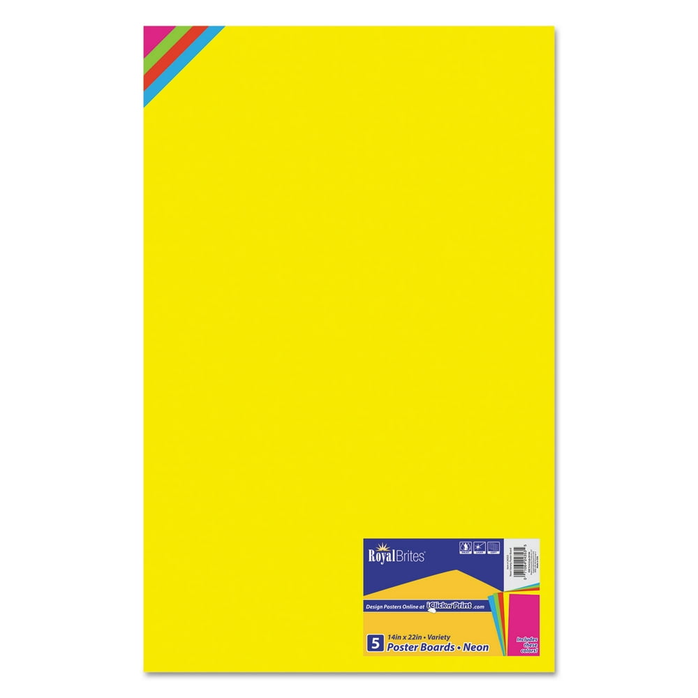 Premium Coated Poster Board, 14 x 22, Assorted, 5/Pack