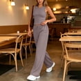 thumbnail image 3 of FRSASU Women's Gym Sets Crew Neck Vest Loose Trousers Suits Workout Athletic Yoga Training Casual 2 Pecs Tracksuits Purple, 3 of 7