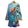 thumbnail image 4 of Sea Turtle Realistic Night Robe Long Sleeve V Neck Robe With Belt Women's Sleepwear Dresses, 4 of 9
