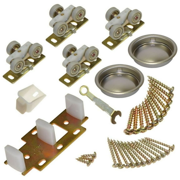 Johnson Hardware Jh13313412 134F Series Hardware Set For 1-3/4" Bypass Doors - Brass /