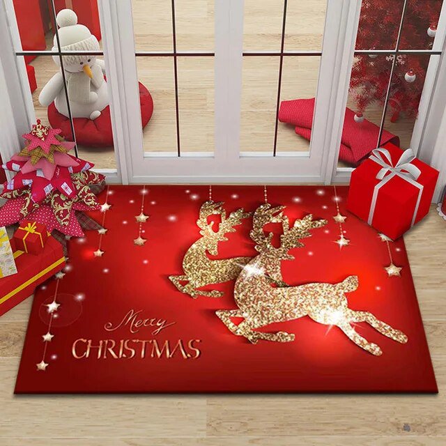 Alfombrilla antideslizante para puerta de entrada, decoración de Feliz Navidad y Año Nuevo para el hogar, sala de estar, pasillo, Baño