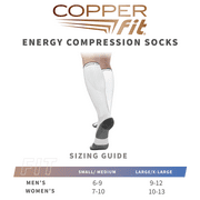 Copper Fit Energy Compression Socks, White, L/XL, Unisex