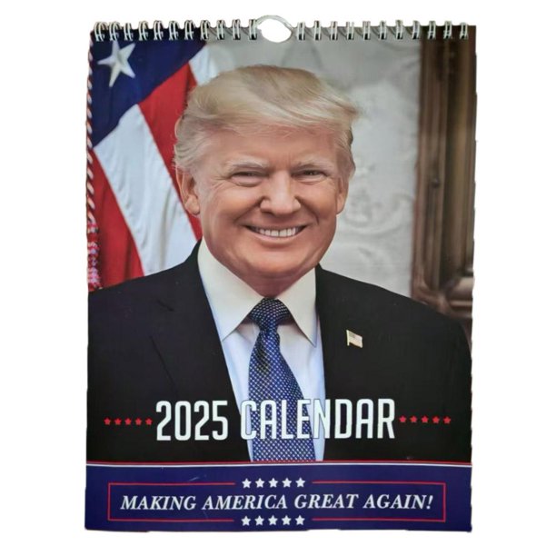 Wartleves ❀Calendario de pared mensual de 12 meses con regalos de Donald Trump 2025