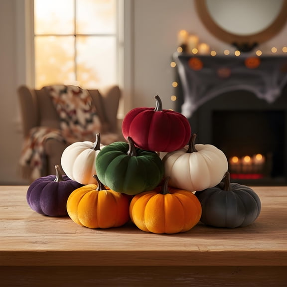 Plush Pumpkin Throw Pillow Harvest Decorative Stuffed Vegetable Toy for Fall Autumn Thanksgiving Home Decor Party Supplies Holiday Ornament, Orange 4 Inch