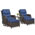 thumbnail image 4 of Opohoro 5-Piece Patio Conversation Set with Swivel Chairs, Ottomans and Side Table, Deep Seat Wicker Outdoor Seating for Porch, 4 of 10