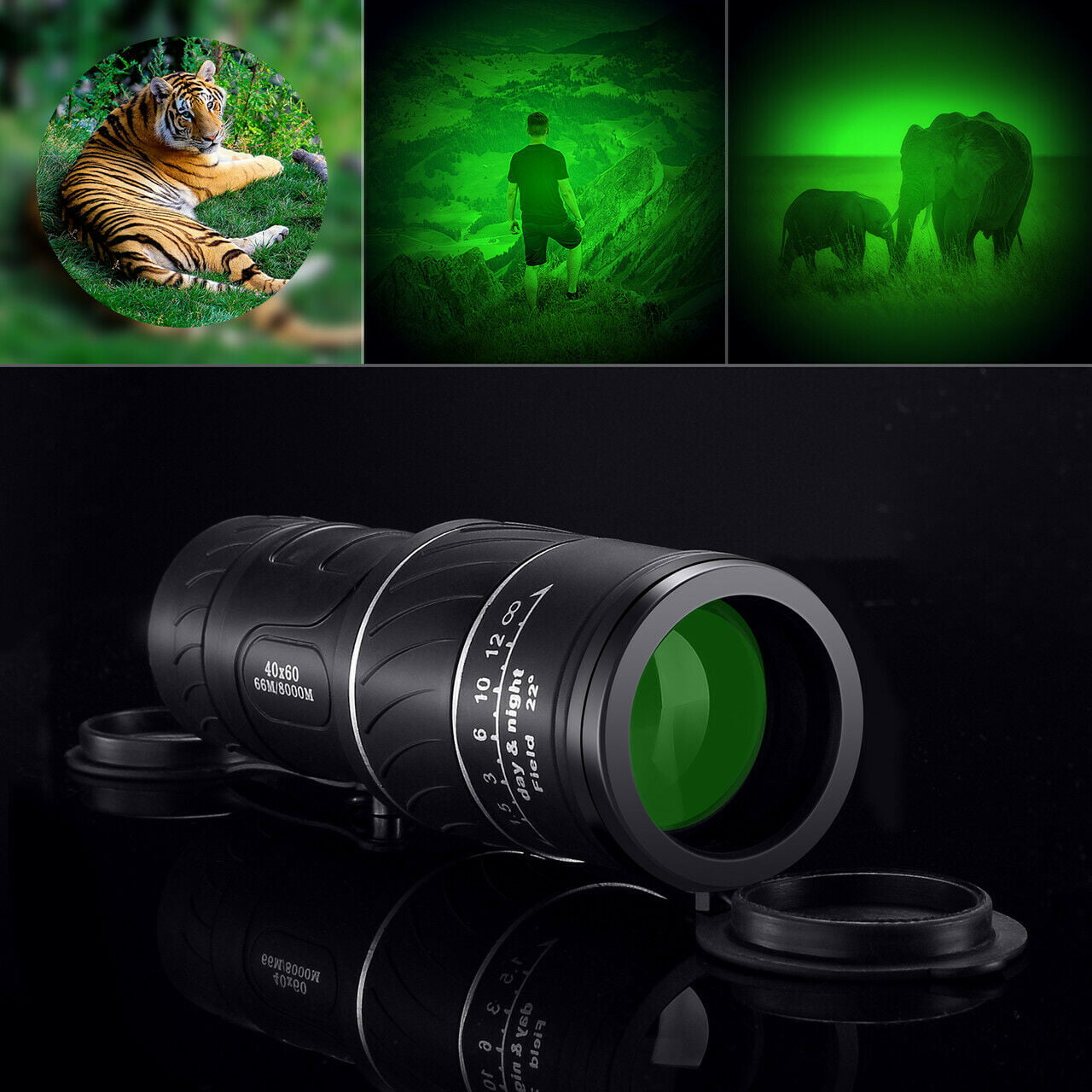 PANDA Night Vision 40x60 HD Optical Monocular Hunting Outdoor Hiking Telescope 