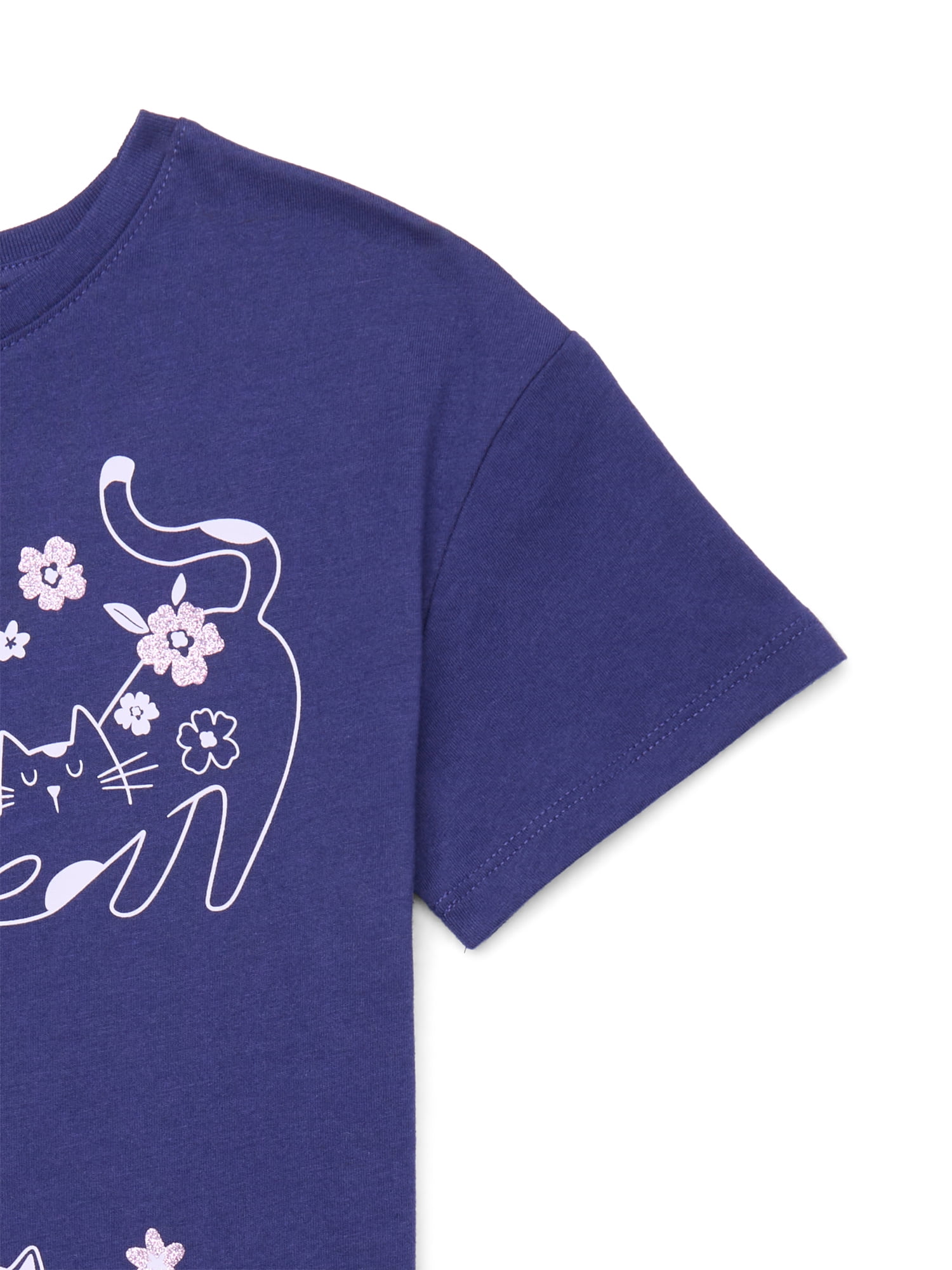 Wonder Nation Little Girls Short Sleeve Graphic Tee, Sizes 4-10