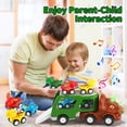 thumbnail image 3 of Dinosaur Transport Carrier Trucks for Toddlers 1-3 with Music & Lights Boy Toys Age 2-4 Year Old Dinosaur Toys for Kids 2-4 Christmas Birthday Gifts, 3 of 6