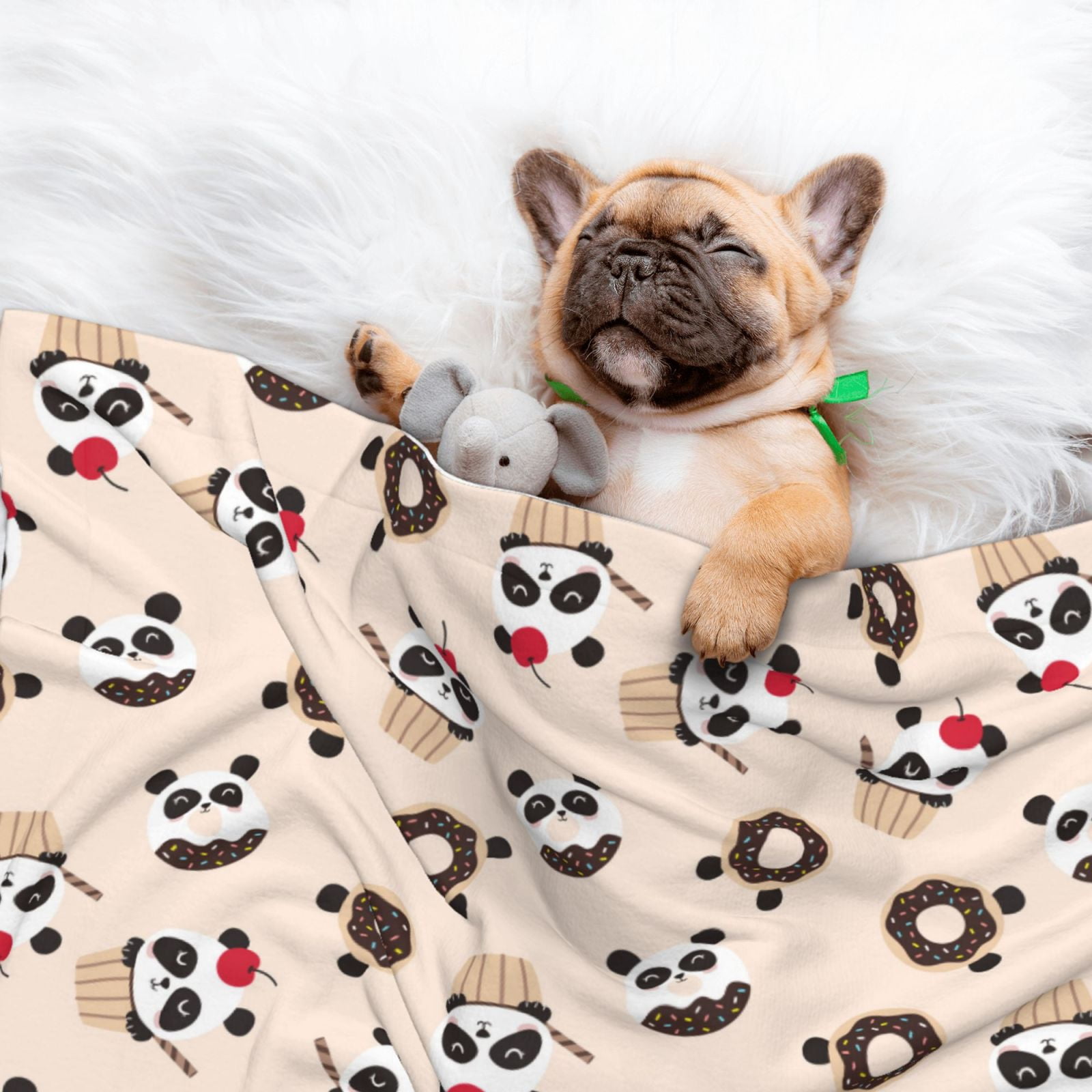 Naloa Panda Ice Creams Donuts Dog Blanket, 3 Sizes Cat Blanket for Indoor Cats Large Medium Small Dog Gifts-