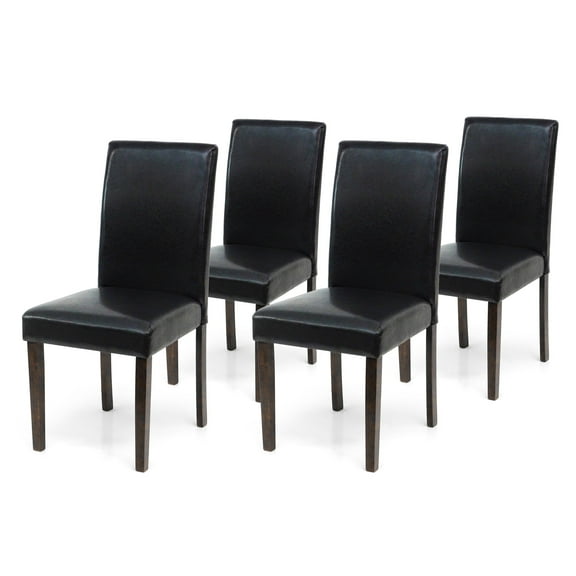 Set of 4 Classic Style Solid Wood Upholstered Waterproof Falabella Dining Chairs, Kitchen Chairs, Armless Side Chairs, Modern Side Chairs, Espresso Color