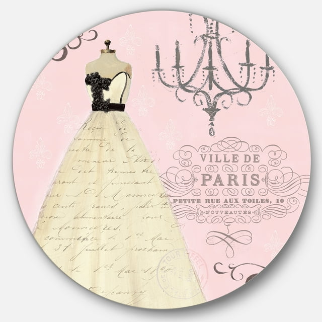Designart 'French chandeliers Couture II' Glam Metal Circle Wall Art