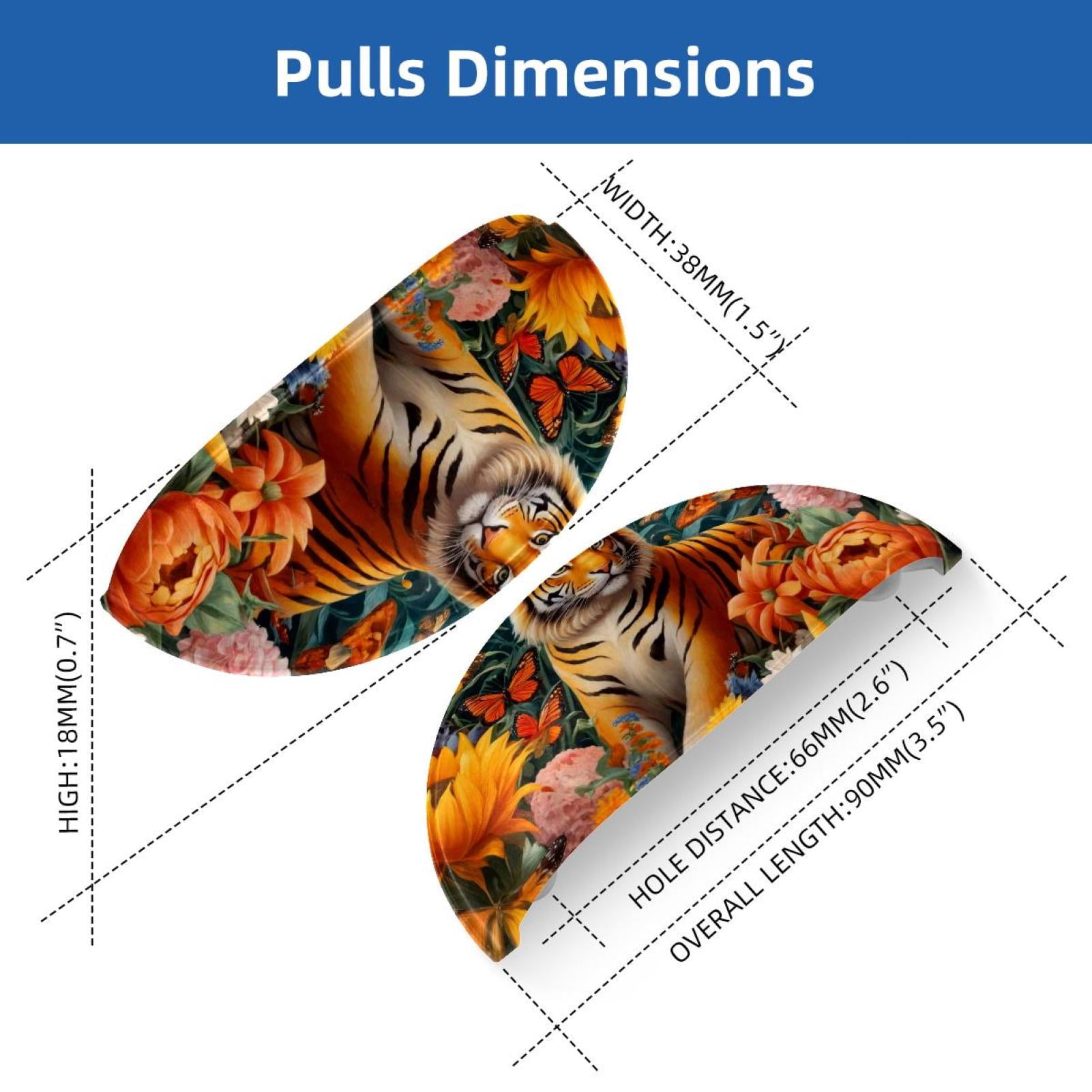 PhooArto 6 Pcs Cup Drawer Pulls, Tiger Among Sunflower Butterfly Shell Shape Handles Cabinet Knobs for Dresser Cupboard Closet Wardrobe with Screws