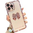 thumbnail image 1 of Ubiuo Cute Iphone 13 Pro Max Case For Women & Girls, Glitter Golden Plated 3d Bowknot Case With Diamond Rhinestone, Slim Soft Full Camera Lens Cover P, 1 of 4