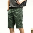 thumbnail image 2 of Mens Casual Shorts Loose Fit Solid Color Outdoor Sports Cargo Pants Green 38, 2 of 5