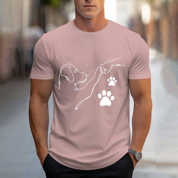 Fnnxeal Mens T-Shirts Short Sleeve Casual Grahpic Crew Neck Summer Rose Gold Shirts for Men Size 2XL