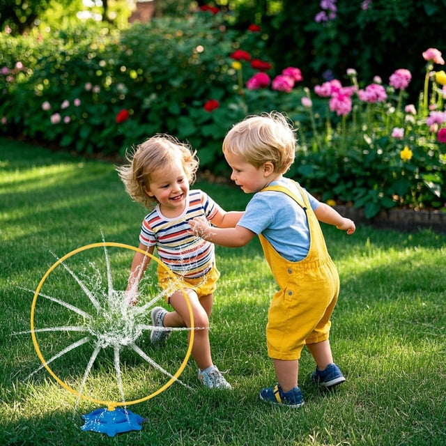 Klonfd Outdoor Water Sprinkler Play Mat For Kids Pad Summer With Spray And Inflatable Ring