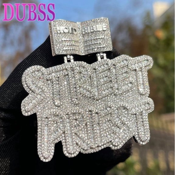 Dubss Iced Out Street Priest Pendant Necklace Prong Setting Cubic Zirconia Real Gold Plated Hip Hop Fashion Jewelry
