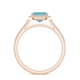 thumbnail image 3 of 925 Sterling Silver Emerald Cut Blue Topaz Halo Ring, Moissanite Engagement Ring in Rose Gold Plated| December Birthstone Wedding Ring, Birthday, Anniversary Jewelry, Ring Size 5, 3 of 4