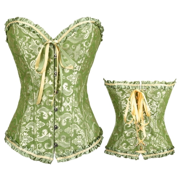 Audhol Underbust Renaissance Corset Gothic Underbust Renaissance Corset Waist Trainer Cincher Body Bustier Top, Green