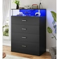 thumbnail image 6 of CalmOasis 4 Drawer Dresser Chest, Modern Chest Organizer with 4 Drawers for Bedroom, LED Lights, Black Finish, 6 of 7