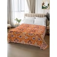 thumbnail image 2 of Boho Orange Queen Size Flat Sheet, Wrinkleproof & Fadeproof Cooling Flat Bed Sheet Only, Country Style Bohemian Floral Retro Tribal Breathable Soft Bedding Top Sheets 90 x 102 Inches, 2 of 8