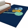 thumbnail image 2 of Colored Instruments Washable Area Rugs 2.7'x5', Retro Green Yellow Blue Guitar Blue Low Pile Throw Living Room Rug Non-Slip Sturdy Edge Binding Carpet for Indoor Entryway Bedside Kitchen, 2 of 9