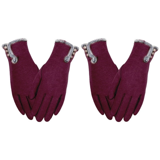 Fall Decorations 2 Pairs Women'S Winter Warm Touching Screen Gloves Windproof Wool Fleece Lined Touching Screen Texting Mittens For Women