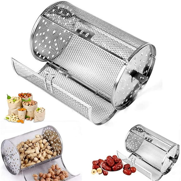Rotisserie Basket, Stainless Steel Grill Roaster Drum, Oven Basket Air Fryer Accessories 360 Rotating For Peanuts Coffee Beans Walnuts Diy Kitchen Co