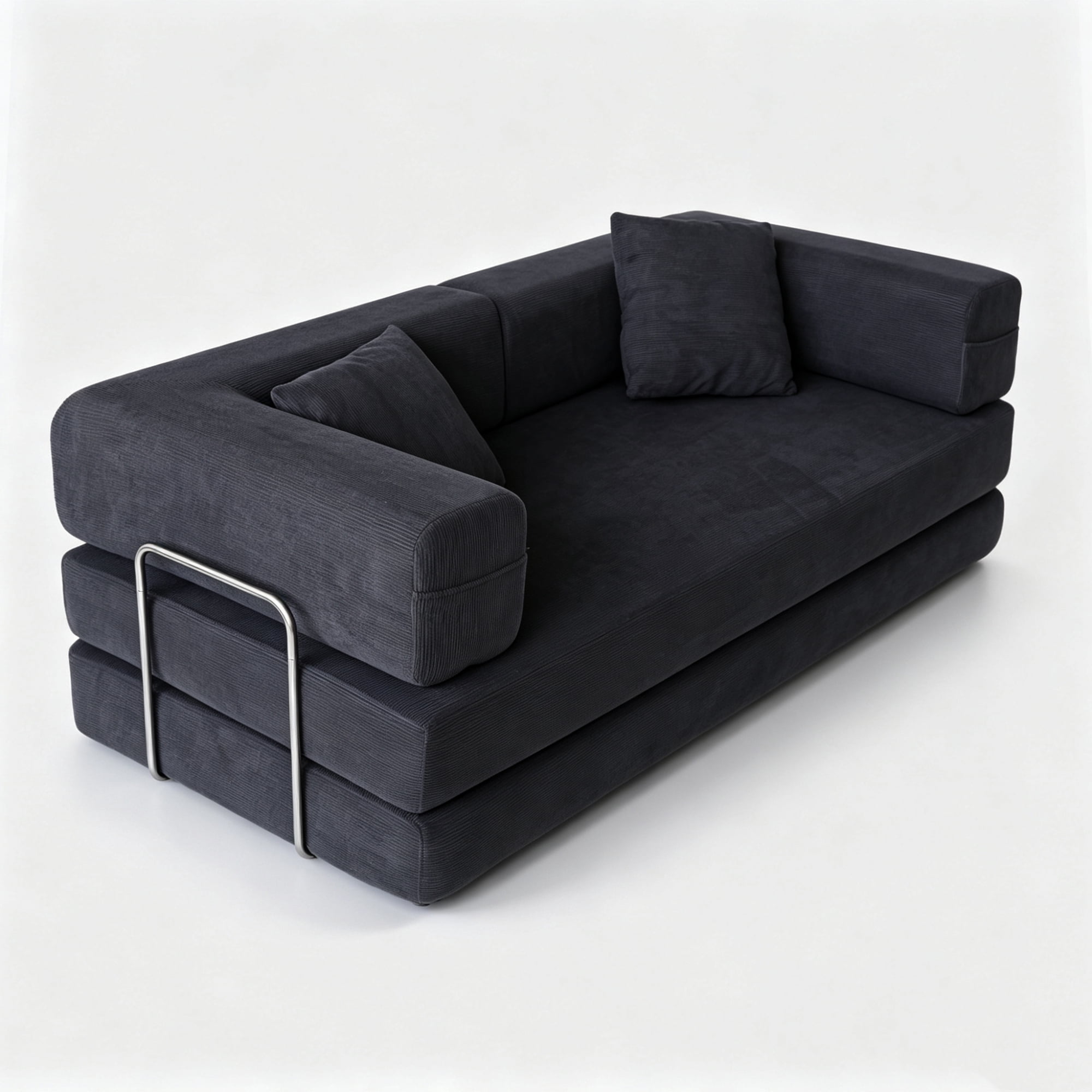 HOQBN Double Sofa Bed, Multifunctional Compression Sofa, Wide Body Pure Spine Sofa, Fine Striped Corduroy Fabric Sofa for Living Room Antique Dark Grey