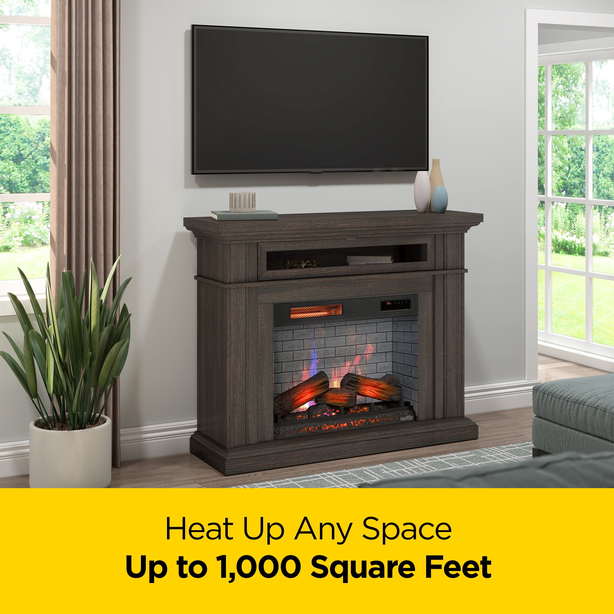 duraflame® Electric Fireplace Wall Mantel with Infrared Heater and Remote Control, Waverly Oak