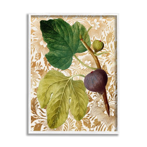 Stupell Industries Ornate Produce Fig Plant Pattern Botanical & Floral Painting White Framed Art Print Wall Art