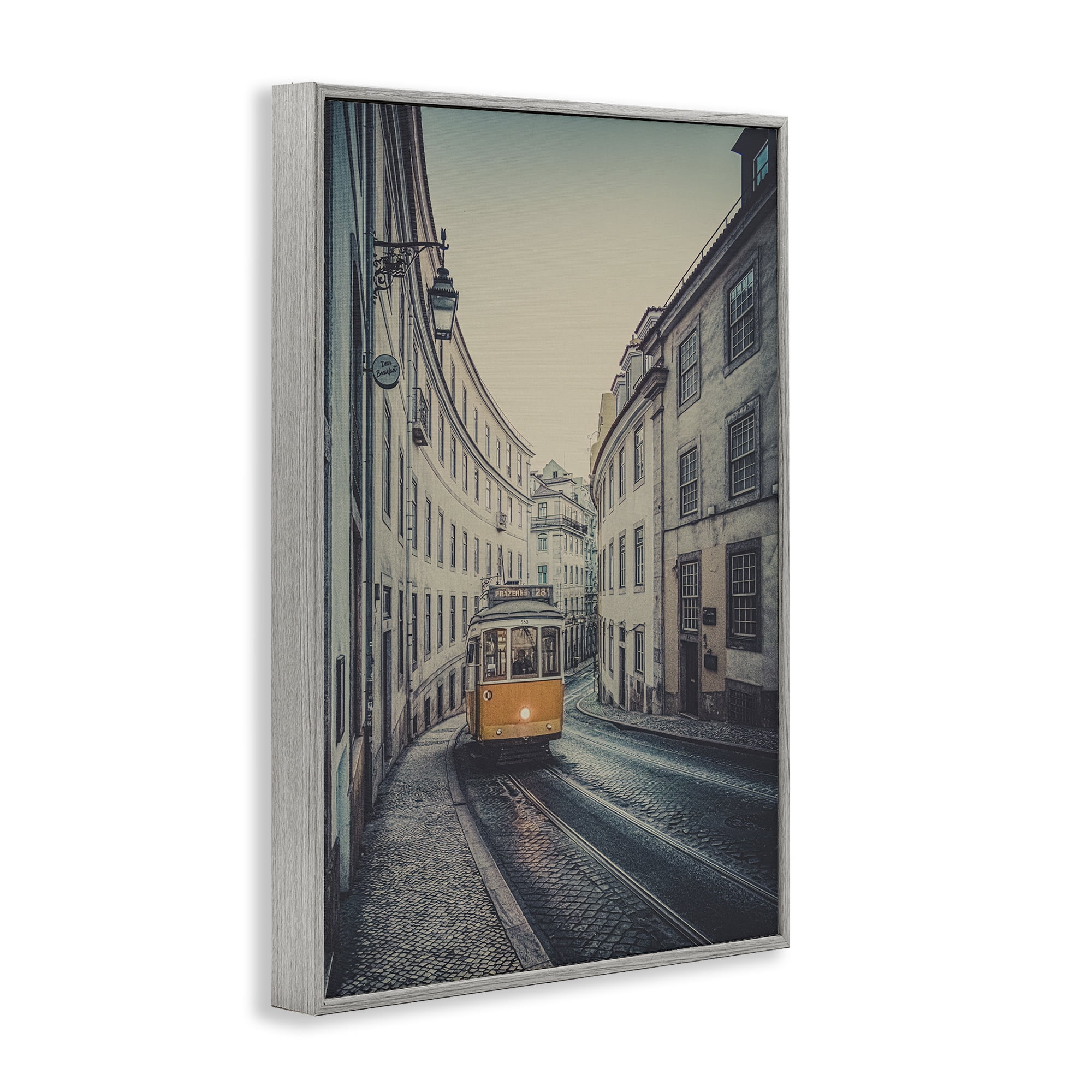 Stupell Industries Trolley Car Cityscape Town & City Photography Gray Framed Art Print Wall Art, 16 x 24