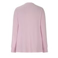 thumbnail image 6 of AXXD Pink Basic Trendy Tops for Women 2024 Summer Loose Casual Solid V-neck Side Slit With Pockets Long Sleeved Top, 6 of 9